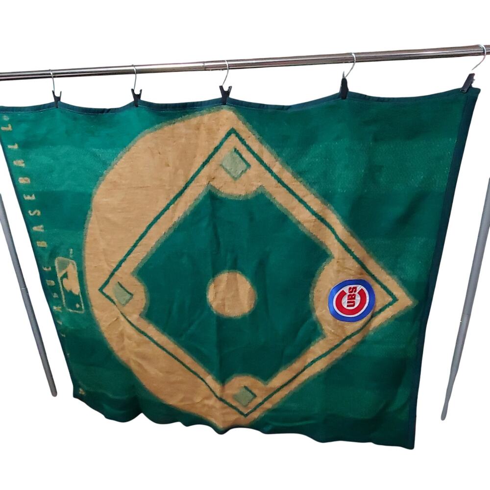 Vintage Biederlack Chicago Cubs Throw Blanket 62 x 50 Brown Green Acrylic MLB